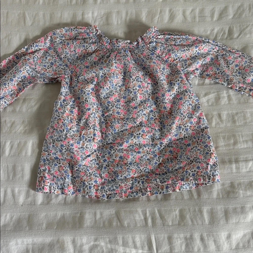 Carter's Floral Peasant Top - Neon Pink, Blue & White